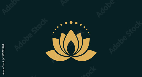 Golden Lotus Flower Logo on Dark Teal Background