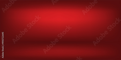 Red studio background. Abstract limbo podium studio room. Dark red gradient wall floor and spotlight scene.  Vector ilustration
