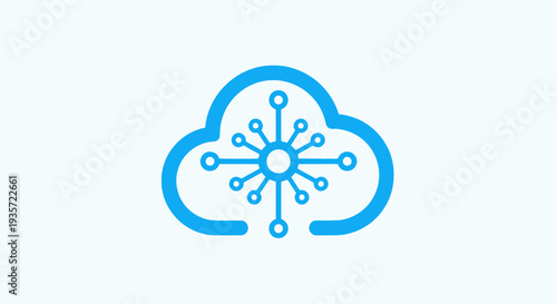 Cloud technology icon with network connections and nodes