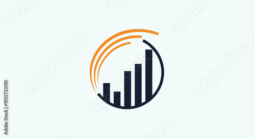 Financial Growth Chart Icon with Upward Trend and Orange Arcs