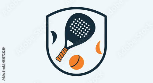 Padel Tennis Emblem with Racket and Ball - Sports Icon