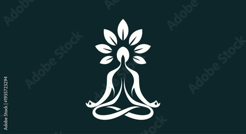 Meditating Silhouette with Blooming Lotus Crown