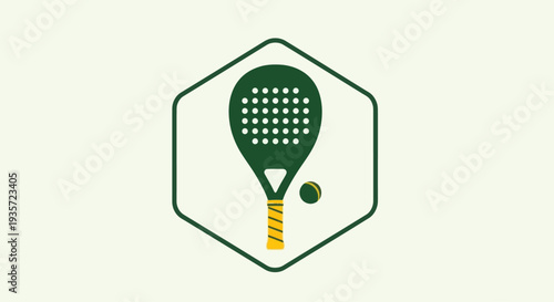Padel Tennis Racket and Ball Icon - Flat Design Sport Graphic