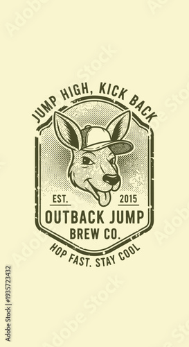 Kangaroo Wearing Baseball Cap Logo Design.