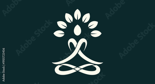 Meditating person with leaves growing from head, symbolizing growth and wellness