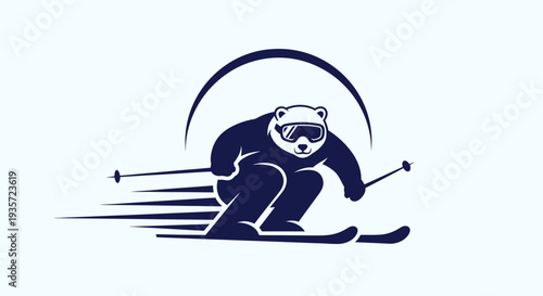 Bear skier avatar logo, skiing bear mascot, winter sports graphic