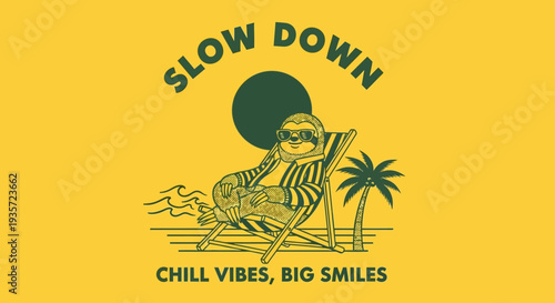 Man Relaxing on Beach Chair Illustration 1.