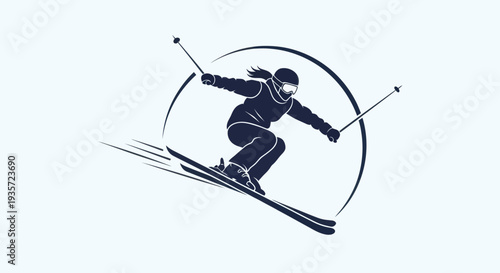 Skier Silhouette in Motion