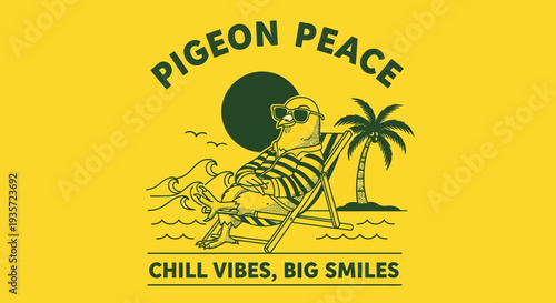 Man Relaxing on Beach Chair Illustration.