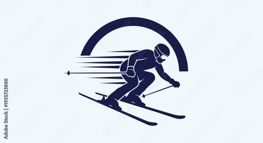 Obraz premium Dynamic Skiing Silhouette with Speed Lines and Arch