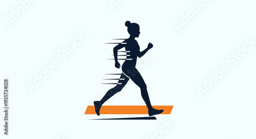Silhouette of a woman running with motion blur, representing speed and fitness