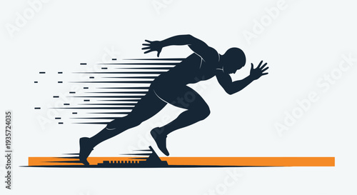 Runner Silhouette in Motion, Speed and Determination, Athletic Sprint