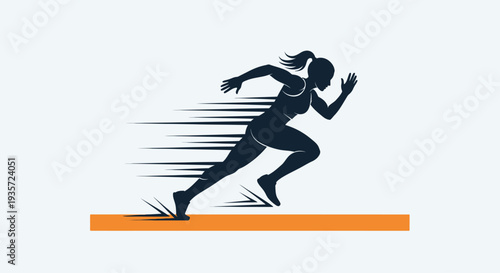 Female runner silhouette in motion, speed lines, athletic woman running, fitness concept
