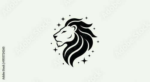 Majestic Lion Head Logo with Stars - Symbol of Strength, Leadership, and Royalty