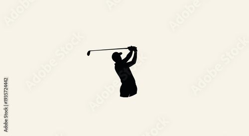Golfer silhouette swinging a club on a light background