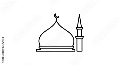Islamic Mosque Dome and Minaret Illustration.