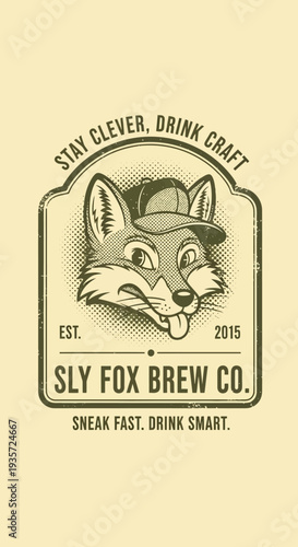 Sly Fox Brew Co Fox Logo Illustration.