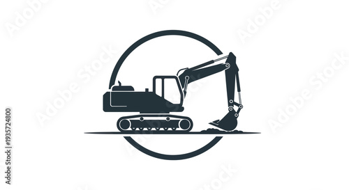 Excavator Silhouette Logo, Heavy Equipment, Construction Machine Icon