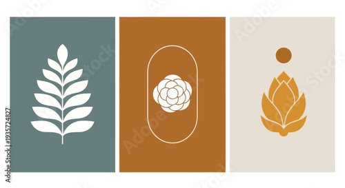 Minimalist Botanical Abstract Art Triptych