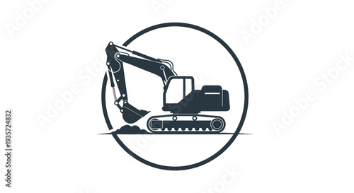 Excavator icon, construction equipment, heavy machinery, earthmover, industrial vehicle, digging symbol