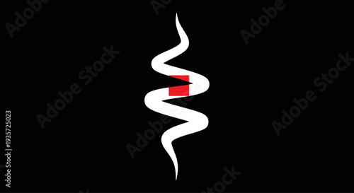 Abstract Black Snake Symbol with Red Square Accent