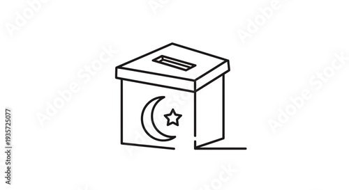 Simple Line Drawing of Voting Box.