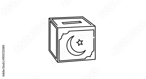 Simple Line Drawing of Zakat Box.