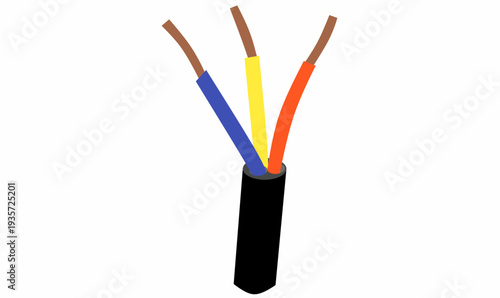 electrical cable icon. vector illustration, red, blue, yellow color.silhouette.for engineering diagram, electrical manuals, power supply graphics, safety training, and technical presentation