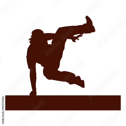 Parkour vault jump silhouette