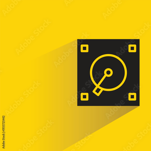 hard disk icon with shadow on yellow background