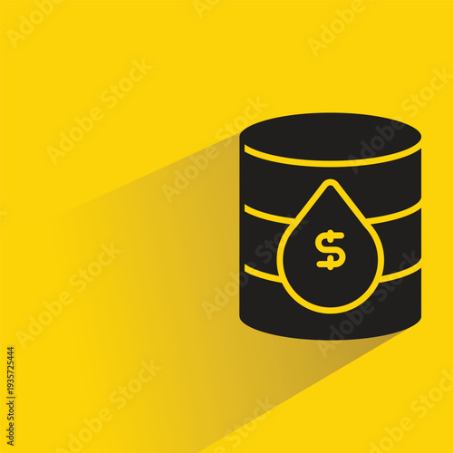 oil tank icon with shadow on yellow background