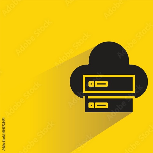 cloud server icon with shadow on yellow background