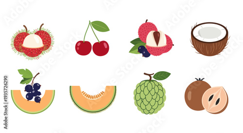 Assortment of fresh fruits isolated on white