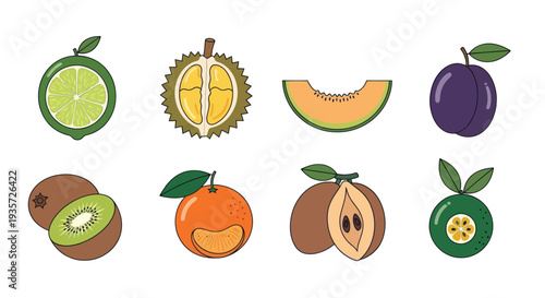 Assortment of fresh fruits isolated on white