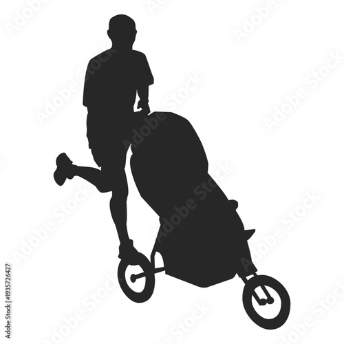 Dad pushing baby carriage