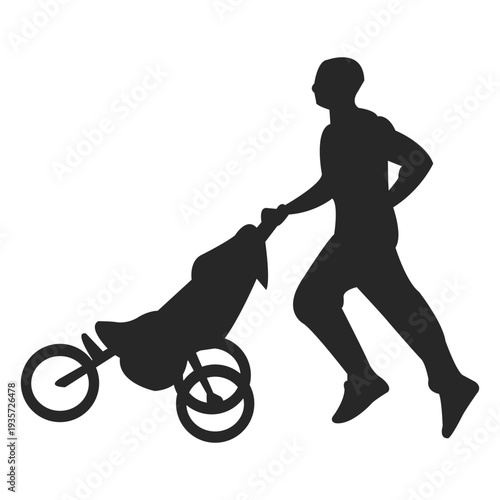 Father pushing baby carriage