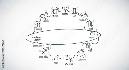 Astrology Zodiac Wheel With Symbols And Names.