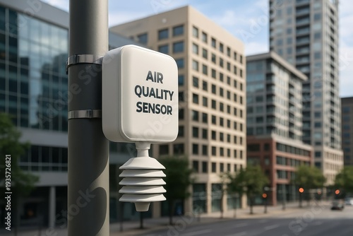 Urban air quality is precisely measured by this outdoor sensor. Modern technology provides real-time pollution data for city living.