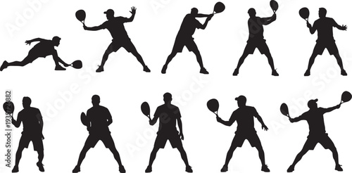 Silhouettes of basketball players in various dynamic poses on a white background from different viewpoints