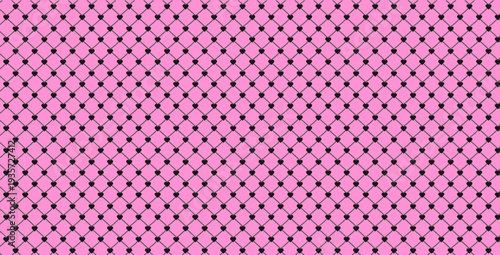 Rebellious emo pop punk vector pattern with pink hearts layered over a black fishnet grid. Alternative aesthetic background inspired by edgy fashion trends. Bold design for textiles, apparel.