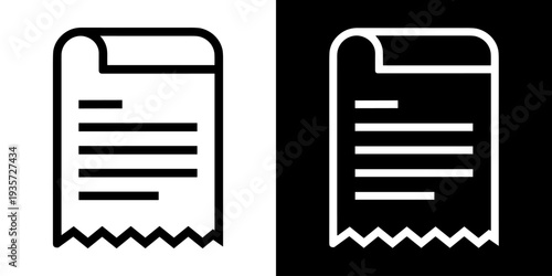 receipt icon concept in flat black and white style on clean background vector illustration design