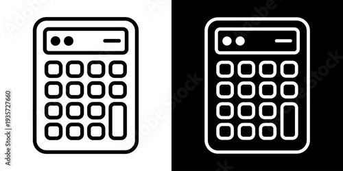 Calculator icon concept in flat black and white style on clean background vector illustration design