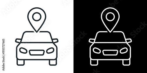 Car location icon set with gps pin pointer, vehicle sharing and tracking service symbol for mobile app and web design