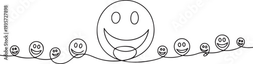 One continuous line drawing of World smile day concept.one line vector illustration with white background