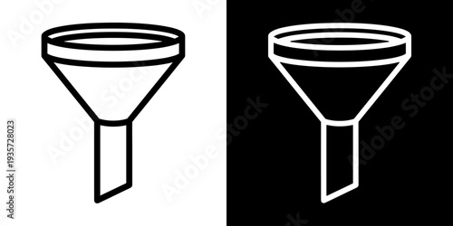 Filter icon concept in flat black and white style on clean background vector illustration design