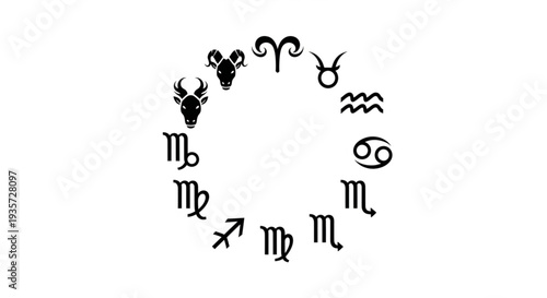 Astrology Zodiac Symbols Circle Horoscope Signs.