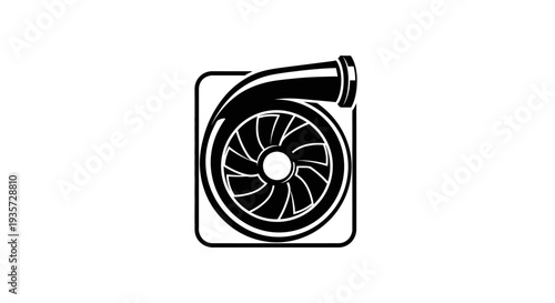 Black and White Turbocharger Icon for Automotive Performance and Engineering