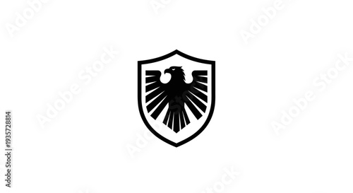 Black Eagle Shield Emblem Isolated on White Background