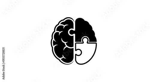 Brain Puzzle Icon: Mental Health, Logic, and Problem Solving Concept