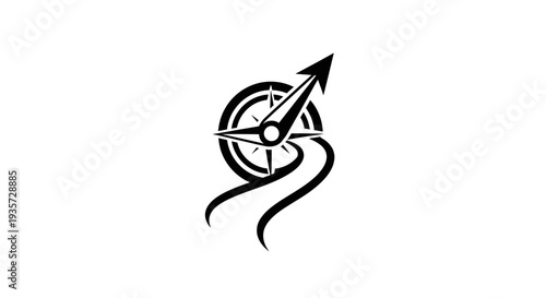 Compass and road icon for navigation, journey, and adventure travel concept